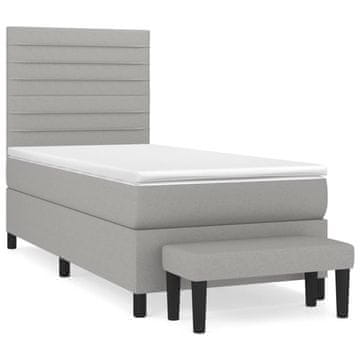 Vidaxl Box spring postelja z vzmetnico svetlo siv 100x200 cm blago
