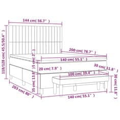 Vidaxl Box spring postelja z vzmetnico svetlo siva 140x200 cm blago