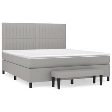 Vidaxl Box spring postelja z vzmetnico svetlo siva 160x200 cm žamet