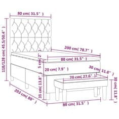 Vidaxl Box spring postelja z vzmetnico svetlo siva 80x200 cm žamet