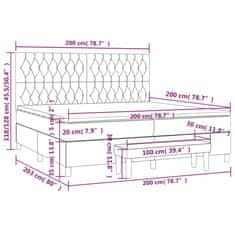 Vidaxl Box spring postelja z vzmetnico svetlo siva 200x200 cm žamet