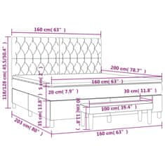 Vidaxl Box spring postelja z vzmetnico svetlo siva 160x200 cm žamet