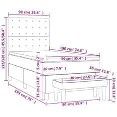 Vidaxl Box spring postelja z vzmetnico temno siva 90x190 cm blago