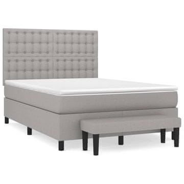 Vidaxl Box spring posteljni z vzmetnico svetlo siv 140x190 cm blago