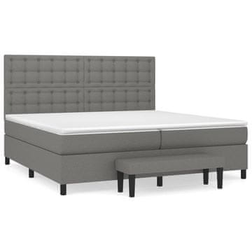 Vidaxl Box spring postelja z vzmetnico temno siva 200x200 cm blago