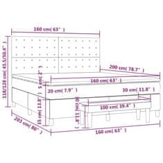 Vidaxl Box spring postelja z vzmetnico svetlo siva 160x200 cm žamet