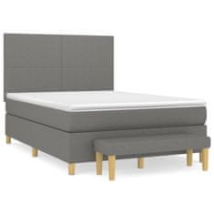 Vidaxl Box spring posteljni z vzmetnico temno siv 140x190 cm blago