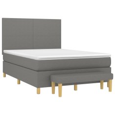 Vidaxl Box spring posteljni z vzmetnico temno siv 140x190 cm blago