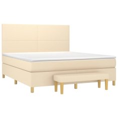 Vidaxl Box spring postelja z vzmetnico krem 160x200 cm blago