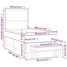 Vidaxl Box spring postelja z vzmetnico svetlo siva 80x200 cm žamet