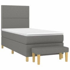Vidaxl Box spring postelja z vzmetnico temno siva 90x200 cm blago