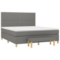 Vidaxl Box spring postelja z vzmetnico temno siva 180x200 cm blago
