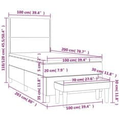 Vidaxl Box spring postelja z vzmetnico temno siva 100x200 cm žamet