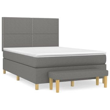 Vidaxl Box spring posteljni z vzmetnico temno siv 140x190 cm blago