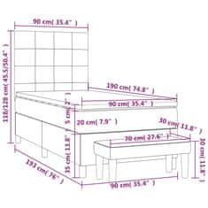Vidaxl Box spring postelja z vzmetnico temno siv 90x190 cm žamet