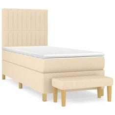 Vidaxl Box spring postelja z vzmetnico krem 90x200 cm blago