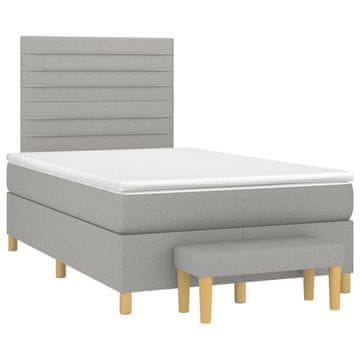 Vidaxl Box spring postelja z vzmetnico svetlo siva 120x190 cm blago