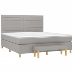Vidaxl Box spring postelja z vzmetnico svetlo siva 160x200 cm žamet