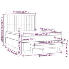 Vidaxl Box spring postelja z vzmetnico temno siva 140x200 cm žamet