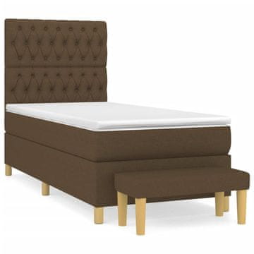 Vidaxl Box spring postelja z vzmetnico temno rjava 100x200 cm blago