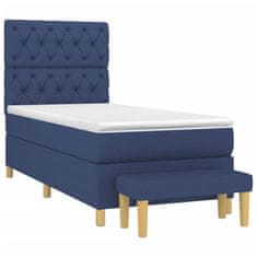 Vidaxl Box spring postelja z vzmetnico moder 80x200 cm blago