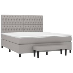 Vidaxl Box spring postelja z vzmetnico svetlo siva 180x200 cm blago