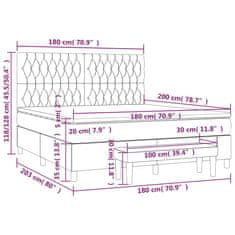 Vidaxl Box spring postelja z vzmetnico svetlo siva 180x200 cm blago