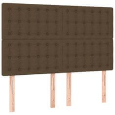 Vidaxl Box spring postelja z vzmetnico LED temno rjava 140x190cm blago