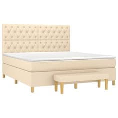 Vidaxl Box spring postelja z vzmetnico krem 160x200 cm blago