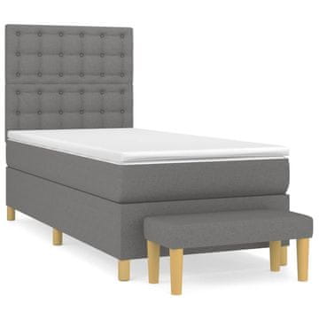 Vidaxl Box spring postelja z vzmetnico temno siva 100x200 cm blago