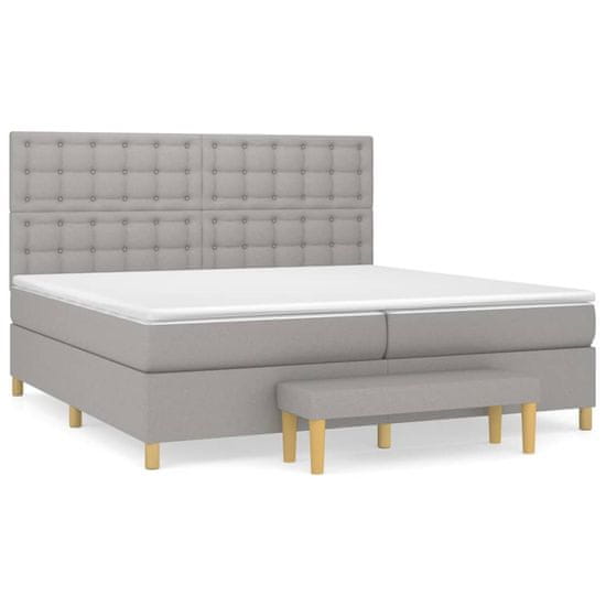 Vidaxl Box spring postelja z vzmetnico svetlo siva 200x200 cm blago