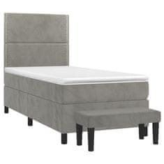 Vidaxl Box spring postelja z vzmetnico svetlo siva 80x200 cm žamet
