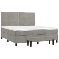 Vidaxl Box spring postelja z vzmetnico svetlo siva 180x200 cm žamet