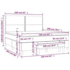 Vidaxl Box spring postelja z vzmetnico temno siva 160x200 cm žamet