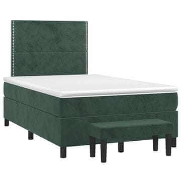 Vidaxl Box spring postelja z vzmetnico temno zelen 120x190 cm žamet