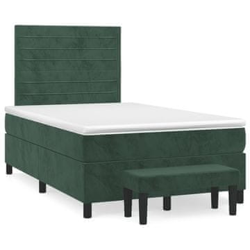 Vidaxl Box spring postelja z vzmetnico temno zelena 120x200 cm žamet