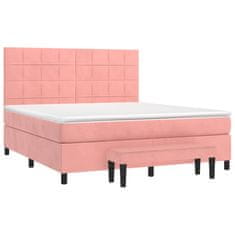 Vidaxl Box spring postelja z vzmetnico roza 160x200 cm žamet