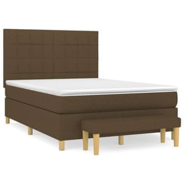 Vidaxl Box spring postelja z vzmetnico temno rjav 140x190 cm blago