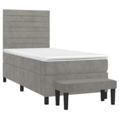 Vidaxl Box spring postelja z vzmetnico svetlo siva 100x200 cm žamet