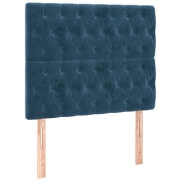 Vidaxl Vzglavje postelje temno modro 90x7x118/128 cm žametno