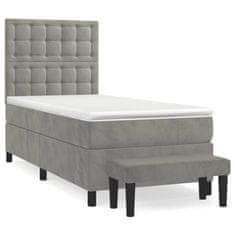 Vidaxl Box spring postelja z vzmetnico svetlo siva 100x200 cm žamet