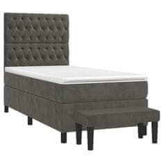 Vidaxl Box spring postelja z vzmetnico temno siva 90x200 cm žamet