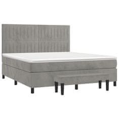 Vidaxl Box spring postelja z vzmetnico svetlo siva 180x200 cm žamet