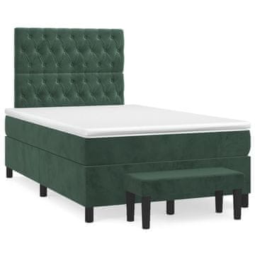 Vidaxl Box spring postelja z vzmetnico temno zelena 120x200 cm žamet