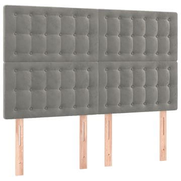 Vidaxl Vzglavje za postelje svetlo sivo 144x5x118/128 cm žamet