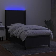 Vidaxl Box spring postelja z vzmetnico LED črna 100x200 cm blago