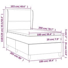 Vidaxl Box spring postelja z vzmetnico LED črna 100x200 cm blago