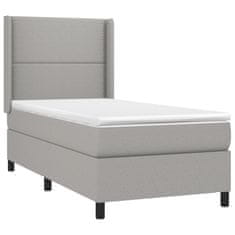 Vidaxl Box spring postelja z vzmetnico LED svetlo siva 90x200 cm blago