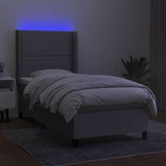 Vidaxl Box spring postelja z vzmetnico LED sv. siva 100x200 cm blago