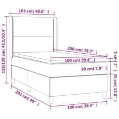 Vidaxl Box spring postelja z vzmetnico LED roza 100x200 cm žamet